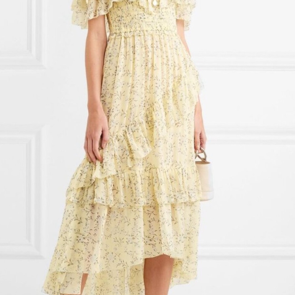 *NWT* ULLA JOHNSON PENNINAH YELLOW FLORAL MIDI DRESS SZ 4